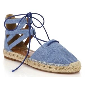 New Aquazzura Belgravia Espadrille Blue Denim 39.5